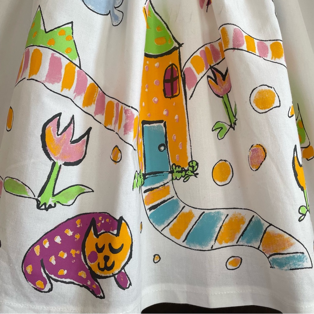 NWT RARE 2pc Hand Painted White dressy Dress girls 6 Binx house cat - Picture 3 of 8